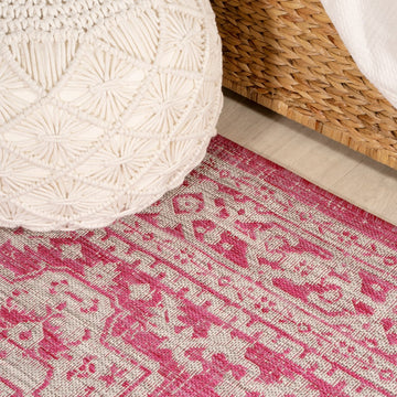 Sinjuri Medallion Textured Weave Indoor/outdoor Runner Rug